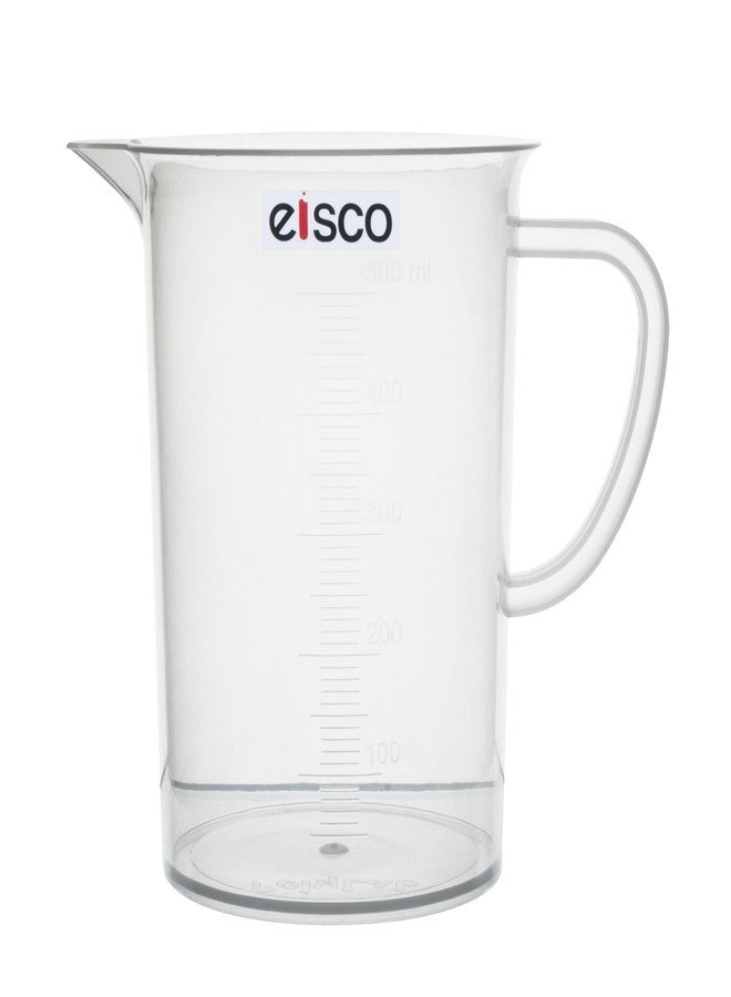 EISCO - Beaker with Handle and Spout (Measuring Jug), 500 ml, Tall Form, Made of Polypropylene, Graduated, Autoclavable, Good Chemical Resistance, 10 ml Graduations - Image 1